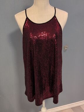 Torrid Sequin Sleeveless Keyhole Flowy Party Blouse Maximalist Preppy Office